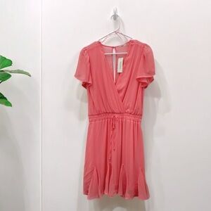 Franchesca’s Women’s Tie Front Pink Polyester Mini Dress Size M